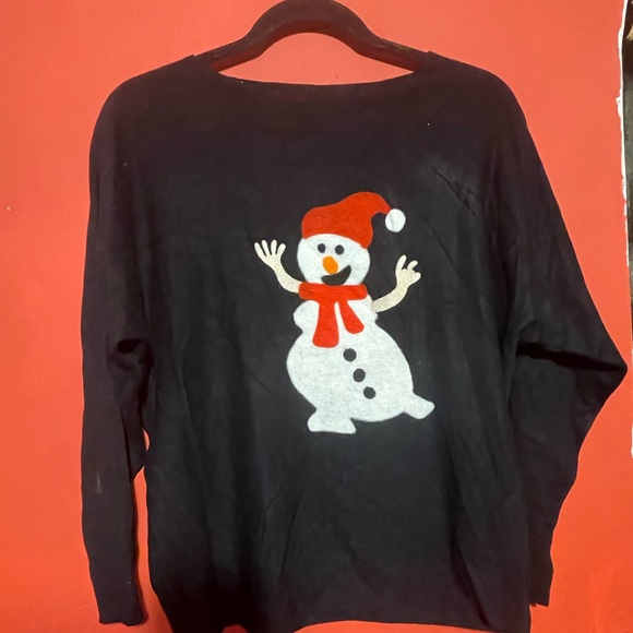 Woman snowman Christmas sweater new without tags AAEDA SIZE SMALL - Picture 3 of 10